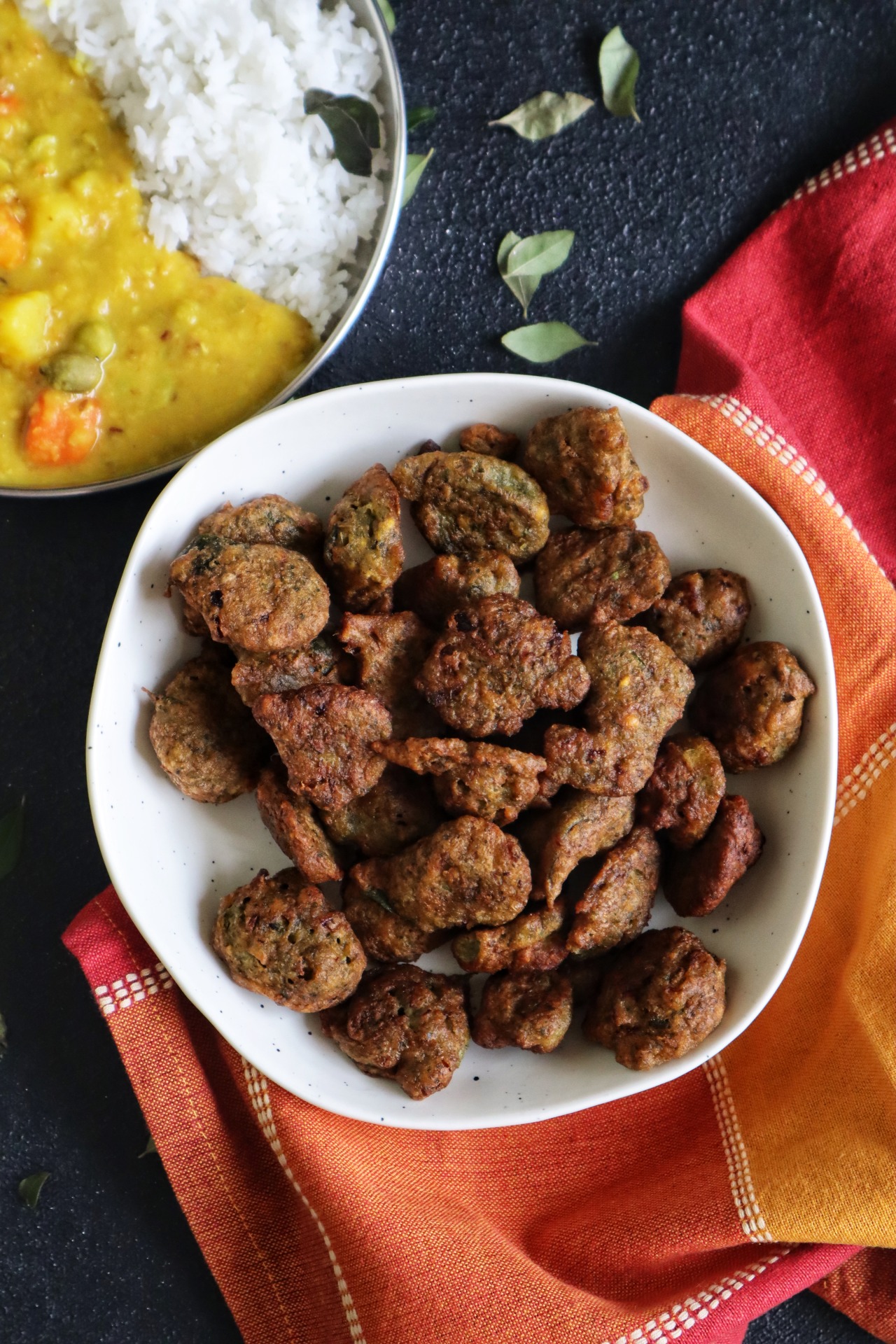 Split Green Moong & Curry Leaves Pakora | Copyright Image | From The Corner Table